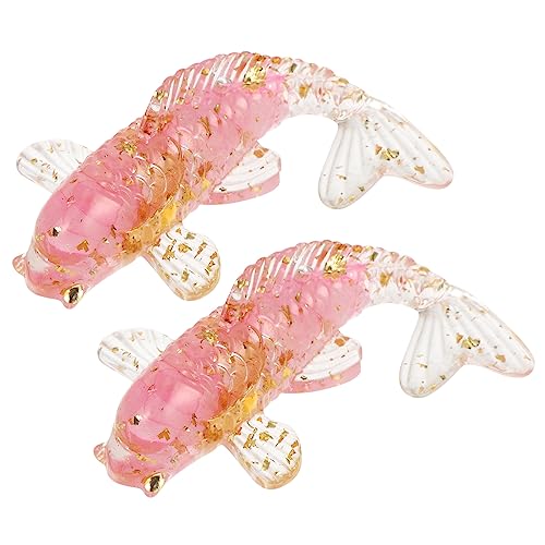 ifundom 2St Kristall-Koi-Fisch-Ornamente Fischverzierung Figur Tank für den einzug Schreibtisch Dekoration Hochzeit deko Kristallfischstatue Tischfisch-Ornament Harz-Leim Rosa von ifundom