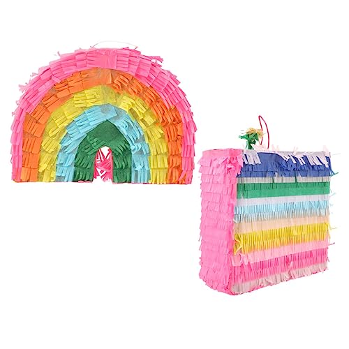 ifundom 2St Piñata Eis Pinata Pinata-Konfetti Kuchenförmige Pinata Einhorn-Pinata Party-Pinata-Dekor spaß houseparty Süßigkeiten Pinata Spielzeug Party-Anhänger Papier Colorful von ifundom