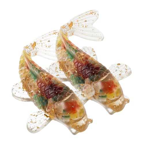 ifundom 2st Karpfen-kristallornamente Koi-Fisch-Figur - Handgefertigter Kristallfisch Fischfiguren Aus Glas Aquariumdekorationen Koi-Fisch-Glas Form Aus Epoxidharz Harz-leim von ifundom