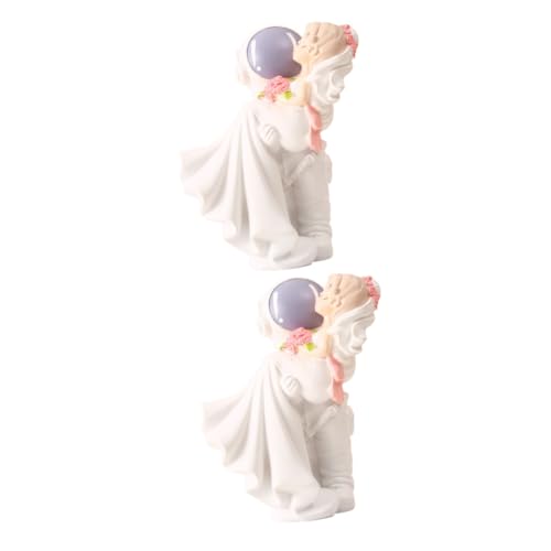 ifundom 2st Ornamente Hochzeitstortenfiguren Astronautenfigur Statue Romantische Liebesstatue Statuen Für Hochzeitspaare Tischdeko Fürs Wohnzimmer Schöne Brautpaarpuppe Für Paar Weiß Harz von ifundom