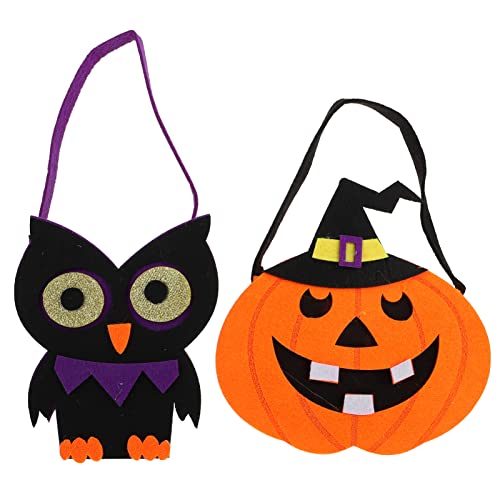 ifundom 2st Tragetasche Halloween Bonbonkorb Behälter Für Snacks Tragbare Kürbishandtasche Süßes Oder Saures Süßigkeitsbeutel Süßigkeitentasche Goodie-bag Partyzubehör Filzstoff von ifundom