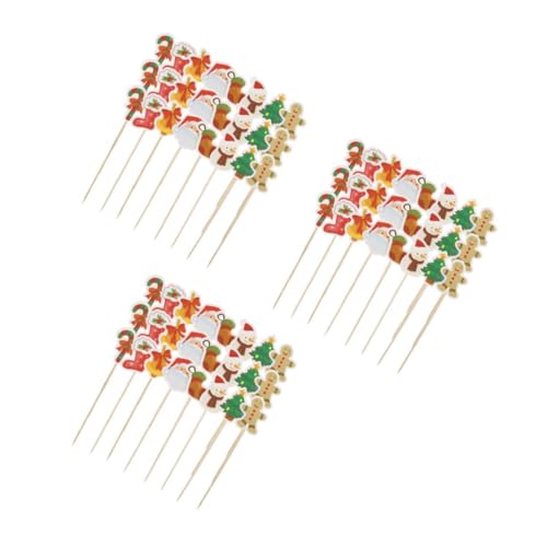 ifundom 3 Sätze Weihnachtsgeschirr Cupcake-topper Holzspieß Dekorativer Spieß Snack-sticks Partydekorationen Kuchendekorationen Cupcake Topper Zum Geburtstag Papier 24 Stück * 3 von ifundom