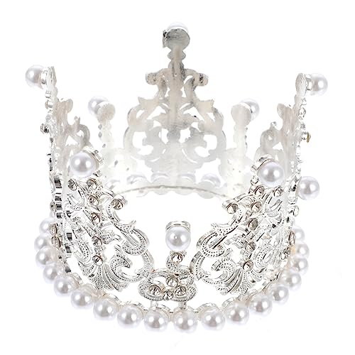 ifundom 3 Stk Krone Dekoration Ornament Kopfschmuck Für Kinderkronen Kuchen Liefert Krone Tortenaufsatz Dekorative Tortenkrone Kuchen -topper Künstliche Perle Silver von ifundom