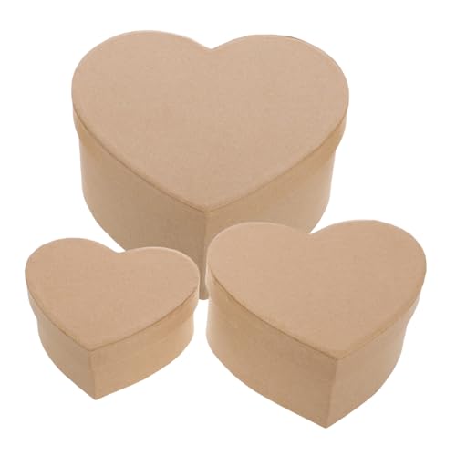 ifundom Set Mit 3 Herzförmigen Aufbewahrungsboxen Pappmaché-schatzkisten Mit Deckel Zum Verpacken Zum Valentinstag von ifundom