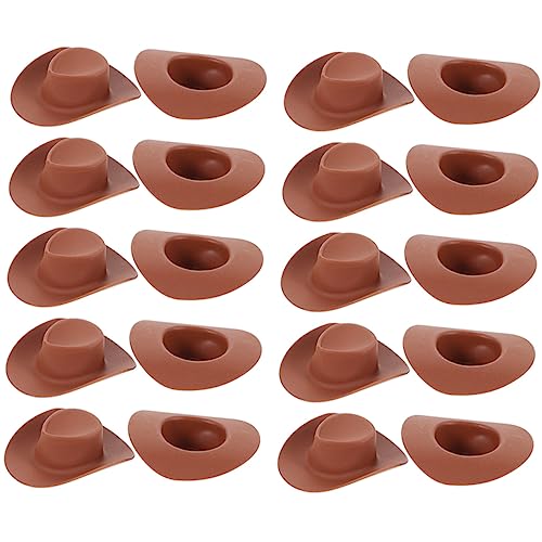 ifundom 30St Mini-Cowboyhut Cowboy-Strohhut Cowgirl-Hüte rosa Cowboyhut Mini-Zylinder Hut Frauen Puppenhut Cowboyhut für Puppen zarte Minihüte austauschbare kleine Hüte Plastik Brown von ifundom