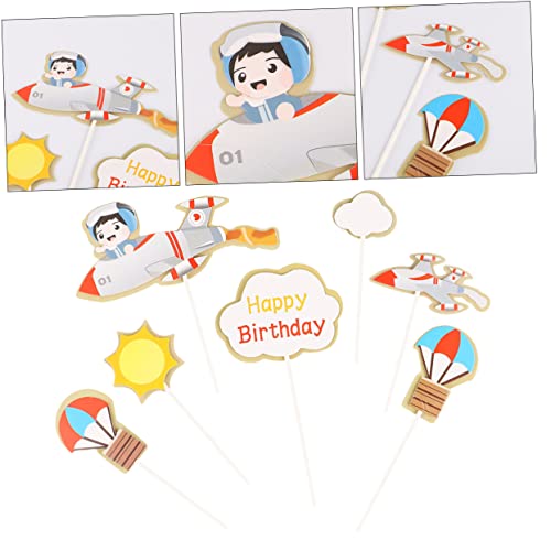 ifundom 35st Pilotkuchenkarte Alles Zum Geburtstag Kuchen Picks Flugzeugmuster Geburtstagsfeier Kuchendekorationszubehör Geburtstagskuchen Cupcake-kapazitäten Kuchen Topper Papier von ifundom