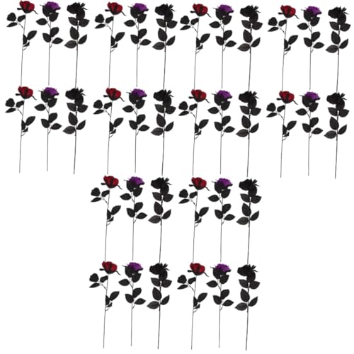 ifundom 36 Stück Künstliche Rosen Mit Augäpfeln Arrangements Deko Blumen Künstlicher Schwarzer Halloween Blumenstrauß Gefälschte Schwarze Rosen Halloween Küchendekoration Gruseliger von ifundom