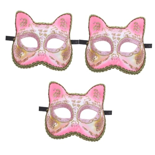 ifundom 3St Maske Halloween Katze Cosplay dekorativ mask hallowen beauty mask mouth mask Maskiert Gesichtsbedeckung Partyzubehör Partygeschenk Plastik Rosa von ifundom