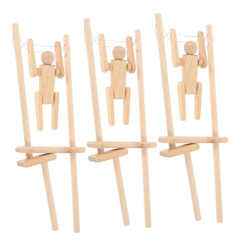 ifundom 3st Hölzernes Männerspielzeug Blanko-actionfiguren-Modelle Blanko-actionfiguren Basteln DIY-Graffiti-Puppen Unvollendete Actionfiguren-Puppen DIY-malroboter DIY-versorgung Holz von ifundom