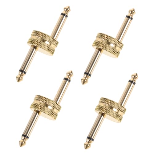 ifundom 4 Stück Audio-Doppelstecker Effektpedalanschlüsse Gitarrenpedal-Patch- zweifachstecker lautsprecher adapter 6,35 Gitarrenstecker Pedalboard-Anschlüsse Metall Golden von ifundom