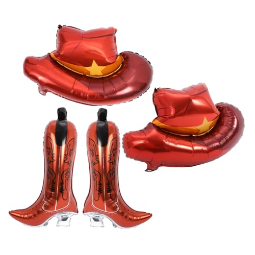 ifundom 4 Stück Cowboy-Partydekorationen Cowboystiefel-Ballons Western-Partyballons geburtstagsdekoration party dekoration kreative Folienballons Aufblasbarer Cowboyhut Aluminiumfolie von ifundom