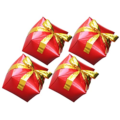 ifundom 4 Stück Geschenkbox Ballon Ballonständer-set Für Den Boden Luftballons Würfel Aluminiumballons Luftballons in Roségold Ballons Präsentieren Heliumballon Aluminiumfolie Rot von ifundom