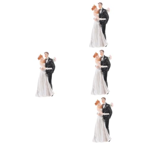 ifundom 4 Stück Hochzeitstorte Dekoration Kompakte Braut-bräutigam-figur Braut Und Bräutigam-statue Desktop-paar-figur Zarte Braut- Und Bräutigamfigur Kompakte Tortendekoration Harz von ifundom