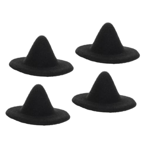 ifundom Hüte-Set 4-teilig Miniatur-hexenhüte Für Halloween Schwarz 10 cm Handgefertigt Miniatur-hexenhut Dekoratives Handwerk von ifundom