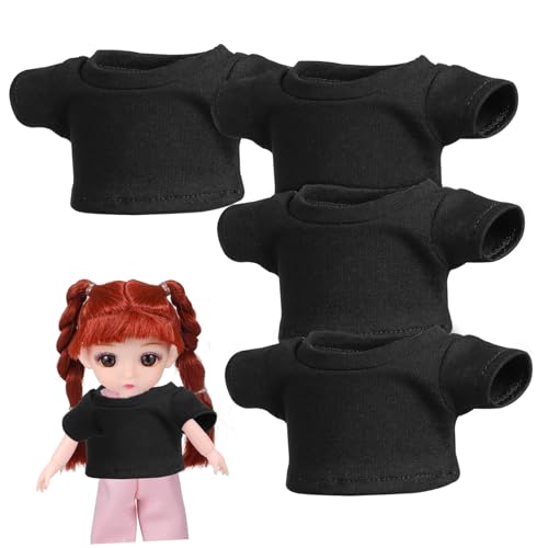 ifundom 4 Stück Puppe Kurze Ärmel Kleidung Für Actionfiguren Kleidung Für Stofftiere Zartes Puppen-t-Shirt Tragen Sie Plüschkleidung Bärenkleidung Puppenshirt Gestrickte Baumwolle Black von ifundom