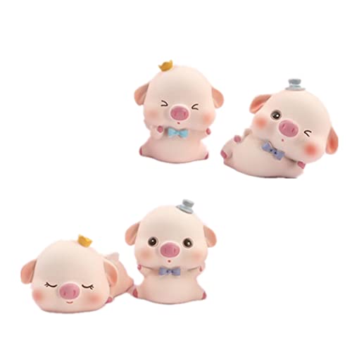 ifundom 4 Stück Schweineschmuck Figur Ornament Kürbisse Kuchen Zahnstocher Bank toys kinderknallzeug kuchen armaturen dekoration wieder Kuchenharzschwein Rosa von ifundom