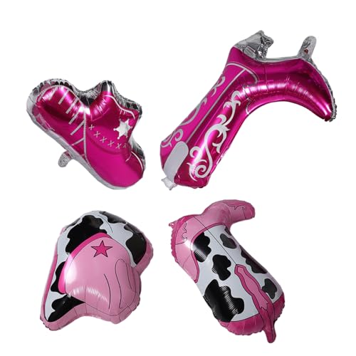 ifundom 4 Stück Western-partyballons Cowgirl-junggesellenparty-dekorationen Cowboystiefel-ballons Cowgirl-stiefelballons Cowgirl-bachelorette-ballons Cowgirl-ballons Aluminiumfolie von ifundom