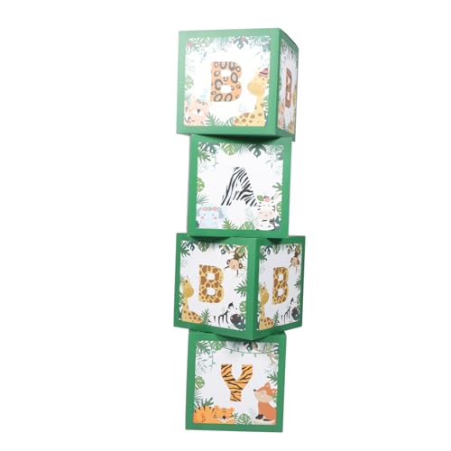 ifundom 4 Stücke Boxen -box Requisiten Für Babyfotos Party Ballongirlande Weiße Luftballons Blasendekorationen Babyballons Entzückende Ballonboxen Tierdekor Zahlenballons Green Papier von ifundom