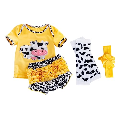 ifundom 4 Teiliger ädchen Puppen Outfit Set Cartoon Reborn Doll Kleidung Kurzarm T Shirt Und Shorts Im Gelben Kuhdesign Für Puppen 50 Niedliches Und Farbenfrohes Puppenoutfit von ifundom