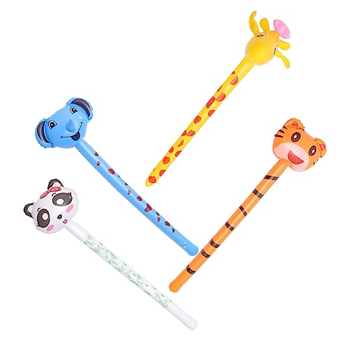 ifundom 4er Set Aufblasbare Tier Stick Spielzeuge Aus PVC Kreative Tierballons Für Inklusive Giraffe Tiger Panda Und Elefant Perfekt Für Geburtstagsfeiern Und Tier Themen Events von ifundom