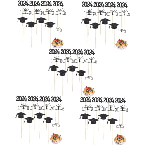 ifundom 5 Sätze Graduierungskappe-Kuchendekoration kinderdecken abschlussfeier endkappe cake pop deko tortendekoration Grad Partyzubehör Abschluss-Cupcake-Topper Kuchenverzierung Papier von ifundom