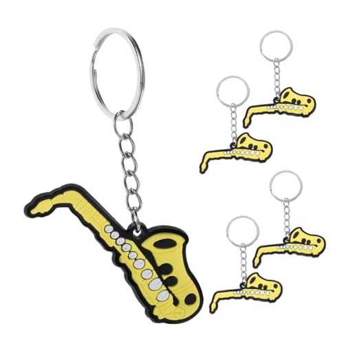 ifundom 5St Saxophon-Charme Schlüsselanhänger mit Instrumentenanhänger Schlüsselanhänger-Charm themenorientierte Schlüsselkette der Musik süße Schlüsselanhänger Geldbörse Charme PVC Yellow von ifundom