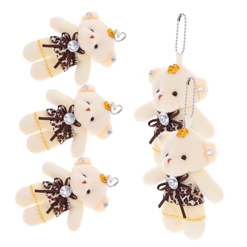 ifundom 5st Hochzeitspuppe Bär Ornament Spielzeug Hängendes Mini-bär-dekor Kleine Bärenpuppen Verschleißfeste Kleine Bären Winziges Bärendekor Cartoon-bär-puppe Dark Brown Stoff von ifundom