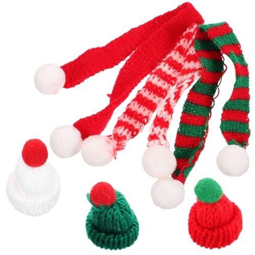 ifundom 6 Stück Weihnachtsmützen Mit Schal Zum Basteln Mini Strickmützen Für DIY Projekte Lustige Weihnachtsmützen Für Flaschen Und Tischdekoration Kreative Weihnachtsornamente von ifundom