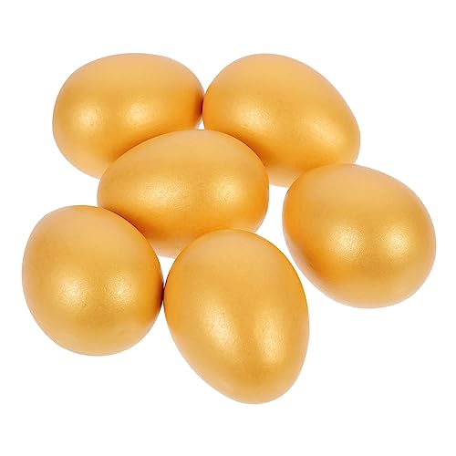 ifundom 6St ostern goldene eier ostereier ostereierfarbe osterstreudeko DIY Ostereier osterdekoratio Küken Ostereier Ornament osterparty gefallen bastelt Ei dekoratives Ei hölzern von ifundom