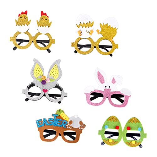 ifundom 6st Ostern Brillengestell Party Sonnenbrille Osterbrille Led-brille Gastgeschenke Dekorationsset Blaulichtbrille Klare Gläser Rave-brille Neon-accessoires Neujahr Osterdeko Plastik von ifundom