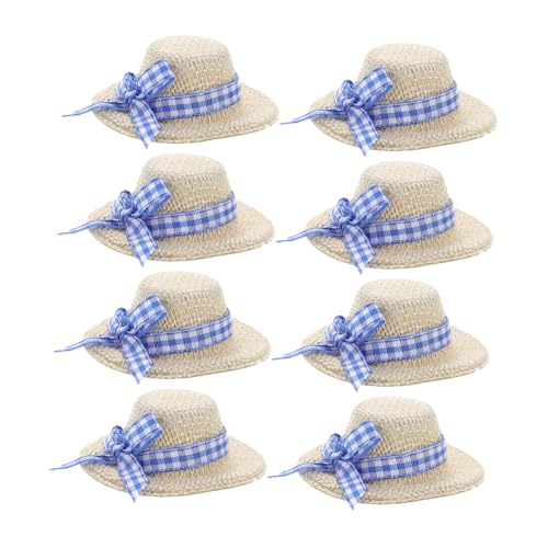 ifundom 8 STK Strohhut Puppenhüte Mini-Sombrero-Hüte Miniaturhut Mini-Hexenhüte Mini-Strohhüte Strohhüte für Puppen Puppenhaus Dekoration Kleiner Hut Dekoration für Strohhüte Stoff Beige von ifundom