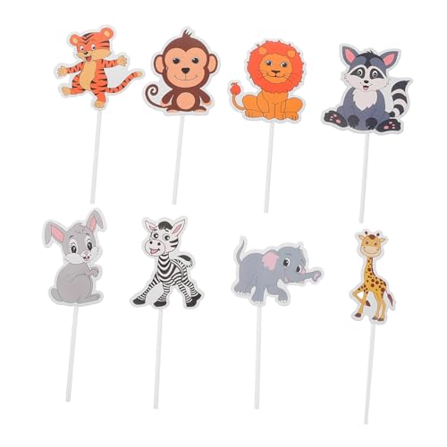 ifundom 8 Stück Cupcake Topper Mit Tiermotiven Dschungel Party Kuchendekorationen Kreative Wald Themen Kuchenpicks Dessert Plug In Kuchenpicks von ifundom