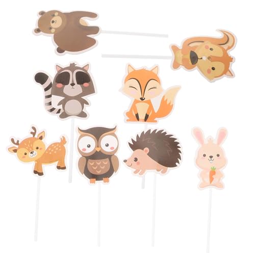 ifundom 8 Stück Cupcake Topper Mit Tiermotiven Dschungel Party Kuchendekorationen Kreative Wald Themen Kuchenspieße Dessert Plug In Kuchenspieße von ifundom