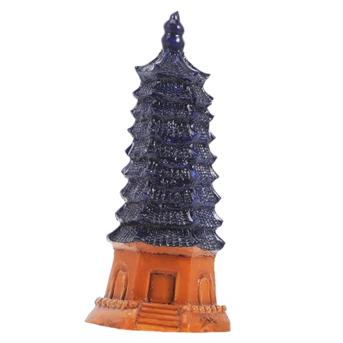 ifundom Antikes Pagodenmodell Heimdekoration Desktop-Ornament Miniturm Desktop-Tower-Modell Turmdekoration Zarte Verzierung Chinesische Turmstatue Modell des Heimturms Turmmodell Harz Blue von ifundom