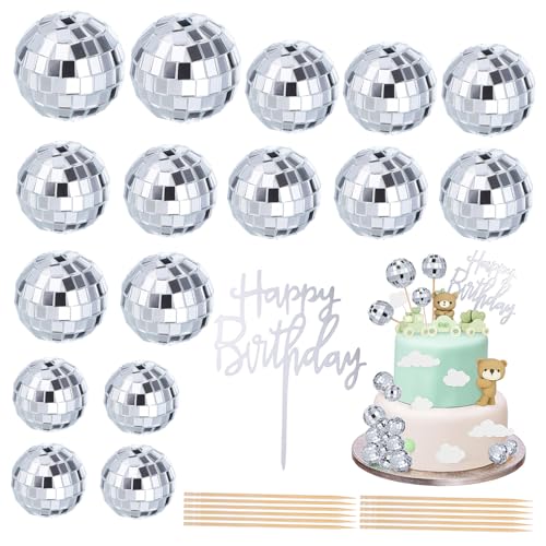 ifundom Disco Ball Kuchen Toppers Set 31 Teile Silberne Schaumkugeln Für Geburtstagsfeiern Und Disco Mottopartys Glänzende Cupcake Dekorationen Für Kreative Tortendeko von ifundom