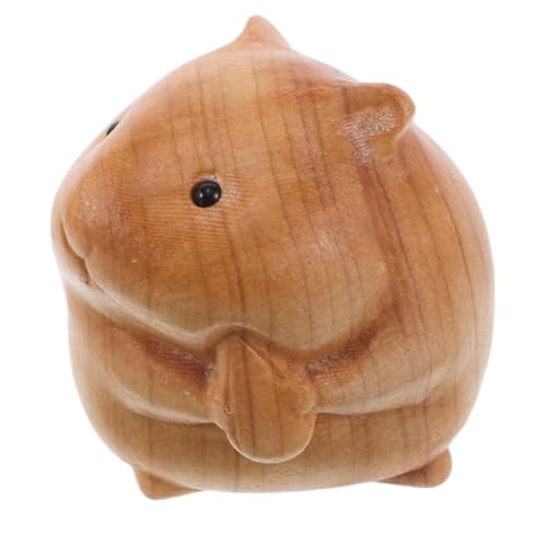 ifundom Handgeschnitzte Hölzerne Hamsterfigur Exquisite Tierskulptur Für Tischdekoration Holztierhandwerk Holzschnitzerei Hamsterstatue von ifundom