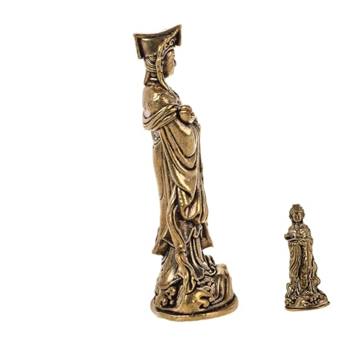 ifundom Mazu-Statue Neuartiges Mazu- Teezeremonie- Messing-mazu- Tisch-mazu- Für Den Innenbereich Mazu-Ornament Aus Messing Mazu Reichtumsfigur Kupfer Golden von ifundom