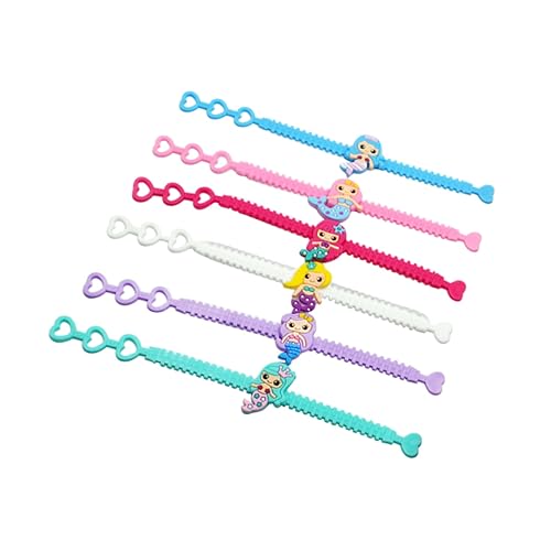 ifundom Meerjungfrau Party Zubehör Cartoon Meerjungfrau Armbänder PVC Handgelenkarmbänder Set Für ädchen Geburtstagsgeschenke Für Meerjungfrau Themenparty Zufällige Farben von ifundom