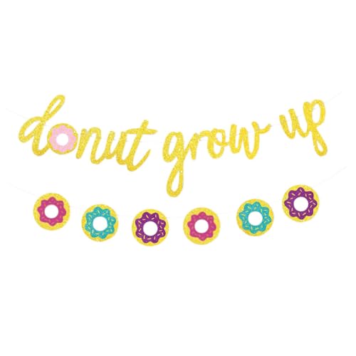 ifundom Partyzubehör hochzeitsdeko wandverkleidung wedding decoration hochzeitsdeco wand polsterung goldene Girlande Cupcake-Topper Donut Grow Up Tortenaufsatz donut aufwachsen banner von ifundom