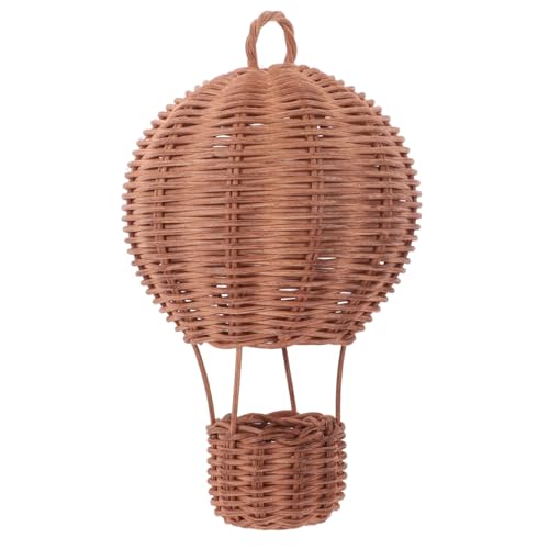 ifundom Rattan-heißluftballon-Dekoration Rattan Geflochtener Lampenschirm Boho Kinderzimmerdeko Lampenschirm in Luftballonform Wohnzimmer Hängende Dekoration Heißluftballonkorb Light Brown von ifundom