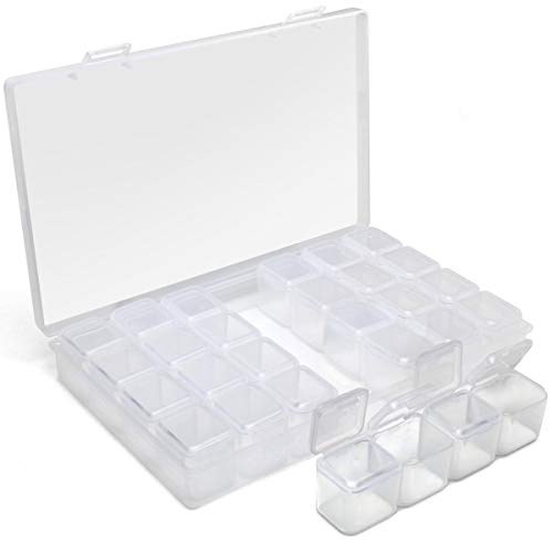 iGadgitz Home U7112 Diamond Painting Box (28 Töpfe) Stickarbeit Diamond Painting Zubehör box Perlen -Transparent -1 Schachtel von igadgitz home