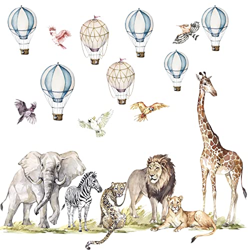 Big Safari Wall Decal, Safari Wandsticker für Kinderzimmer, großes Set, Elefant, Löwen, Giraffe, Abenteuer-Wandaufkleber, Afrika WallDecal von igibee