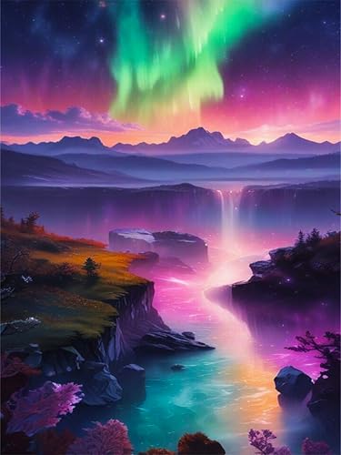 igoodom 5D Aurora Landscape Diamond Painting Erwachsene Aurora Diamant Painting Bilder Diamont Painting Aurora Diamond Painting Set für Beginners Geschenk Home Wall Decor(30 * 40cm) von igoodom