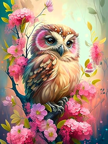 igoodom 5D Colorful Owl Diamond Painting Erwachsene, DIY Blumen Diamant Painting Bilder Round Full Drill Fantasy Diamont Painting Set für Beginners Home Wall Decor(30x40cm) von igoodom