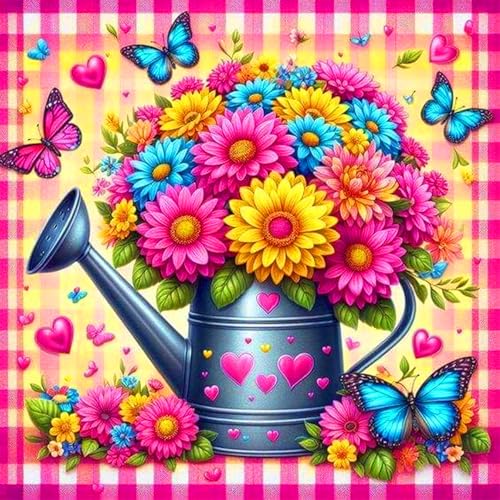 igoodom 5D DIY Blumen Diamond Painting Erwachsene, Blumen Vase Diamant Painting Bilder Round Full Drill FLoral Diamont Painting Set für Beginners Home Wall Decor(35x35cm) von igoodom