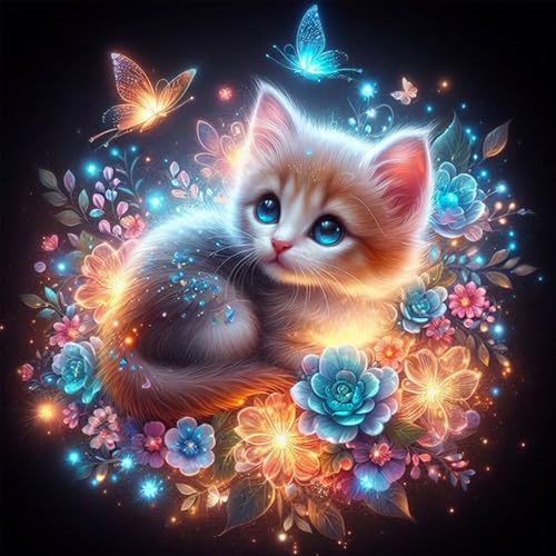 igoodom 5D Katze Diamond Painting Erwachsene Little Katze Diamant Painting Bilder Cute Katze Diamont Painting Tier Diamond Painting Set für Beginners Geschenk Home Wall Decor(35x35cm) von igoodom