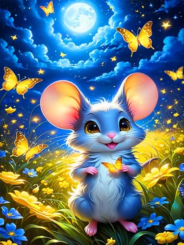 igoodom 5D Mouse Diamond Painting Erwachsene, Cute Tiere Diamant Painting Bilder Diamont Painting Diamond Painting Set für Beginners Home Wall Decor(30x40cm) von igoodom