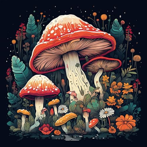 igoodom 5D Mushroom Diamond Painting Erwachsene, DIY Mushroom Diamant Painting Bilder Fantasy Diamont Painting Diamond Painting Set für Beginners Geschenk Home Wall Decor(35x35cm) von igoodom