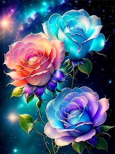 igoodom 5D Rose Diamond Painting Kits, Colorful Rose Diamond Art Kits for Adults Round Full Drill Blumen Diamond Arts and Crafts for Adults for Beginners Home Wall Decor(30x40cm) von igoodom