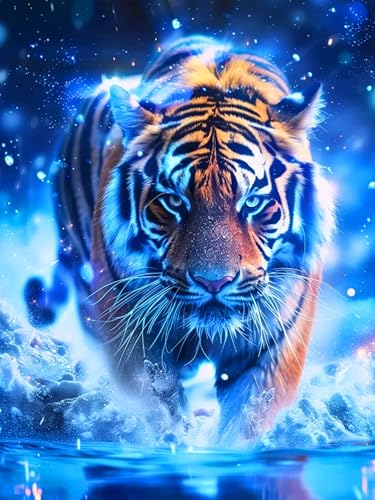 igoodom 5D Tiger Diamond Painting Erwachsene, Tiere Diamant Painting Bilder Real Tiger Diamont Painting Diamond Painting Set für Beginners Home Wall Decor(30x40cm) von igoodom